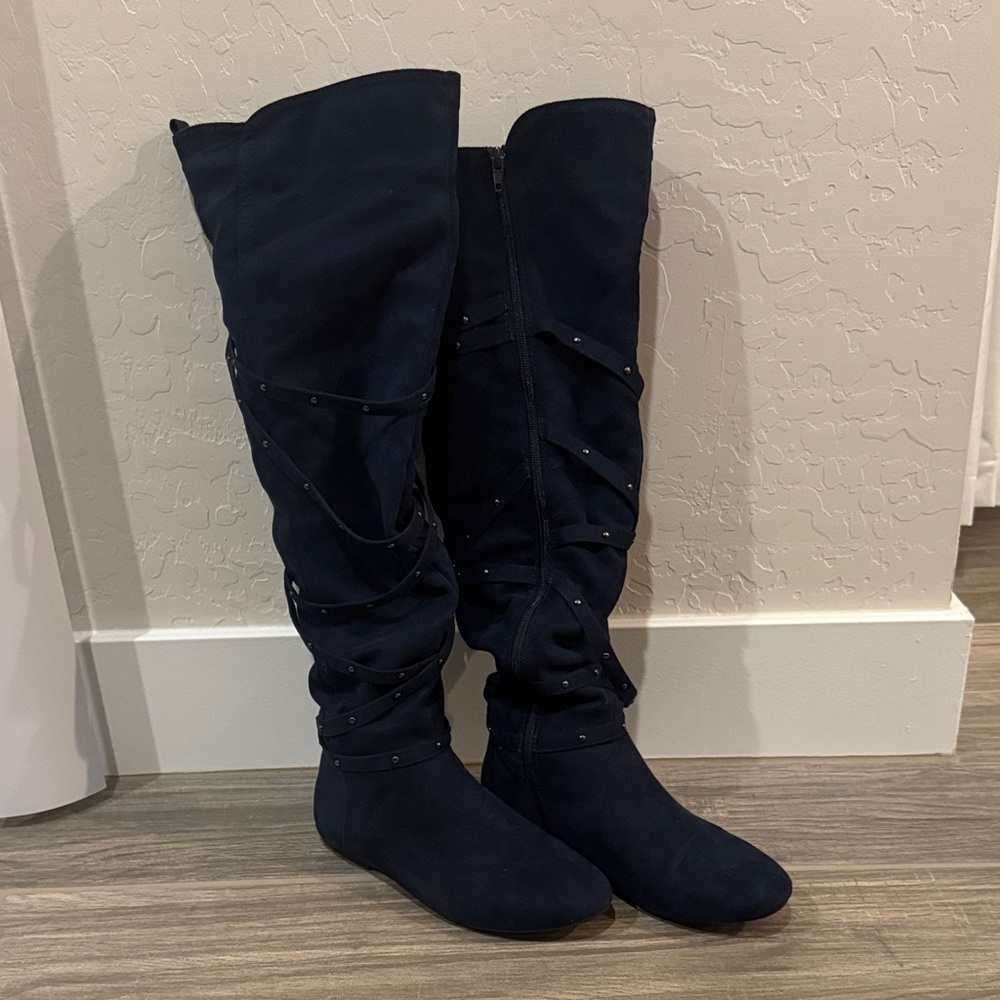 Navy Knee-High Shawnee Women's Boots